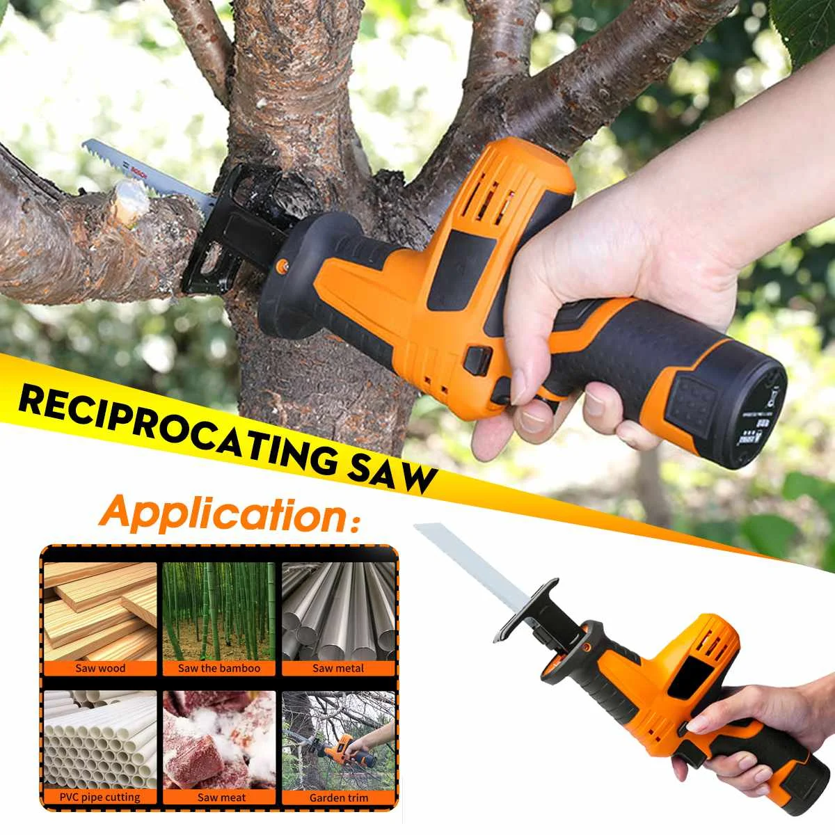 

12V Lithium Battery Charging Reciprocating Saw Modified Wood Metal Cutter Power Tool Metal Cutting Wood Cutting Tool Woodworking