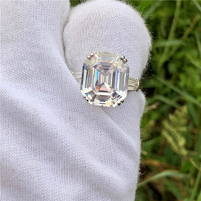 Роскошное кольцо ручной работы Emerld cut 8ct AAAAA cz 925 пробы Серебряное обручальное кольцо кольца для женщин Свадебные ювелирные изделия