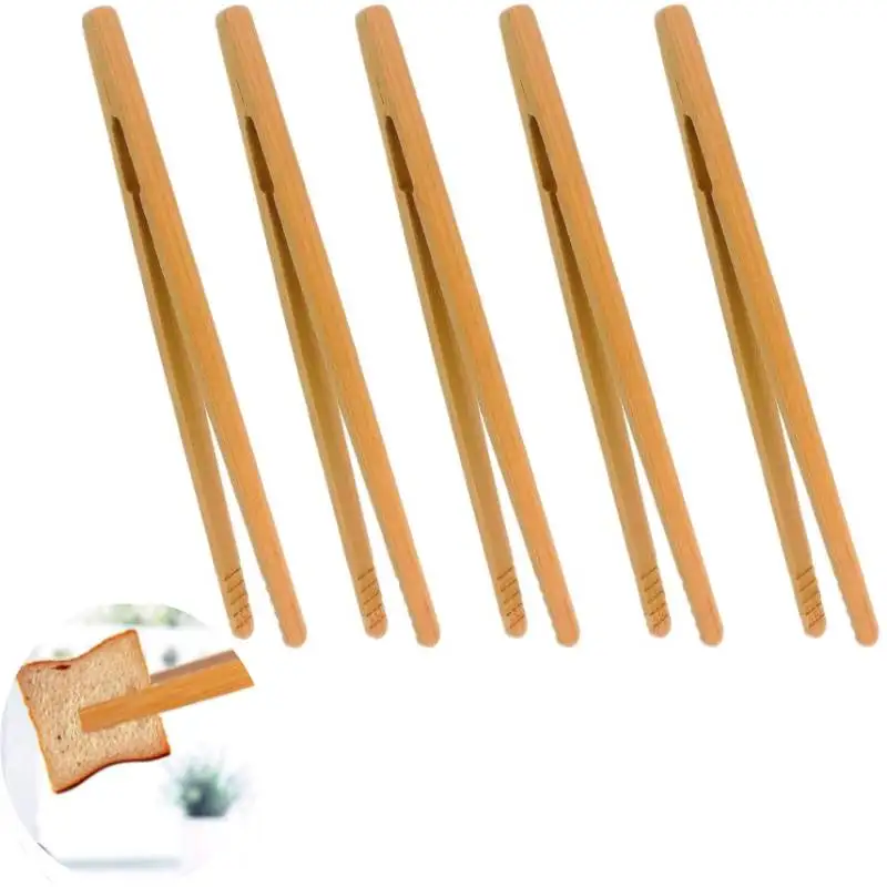 Bamboo Tea Accessories Bamboo Tongs 5pcs 7 Inches Toaster Tongs Bamboo Tongs Tea Clip Natural Bamboo Tweezers for Cooking Toast Bread Pickles Tea Kitchen