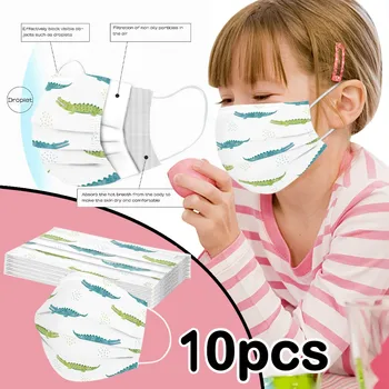 

10PCS Disposable Face Mask Dustproof Facemask For Children Kids Cartoon Breathable mascarilla infantil Non-woven 3 Layers Masks