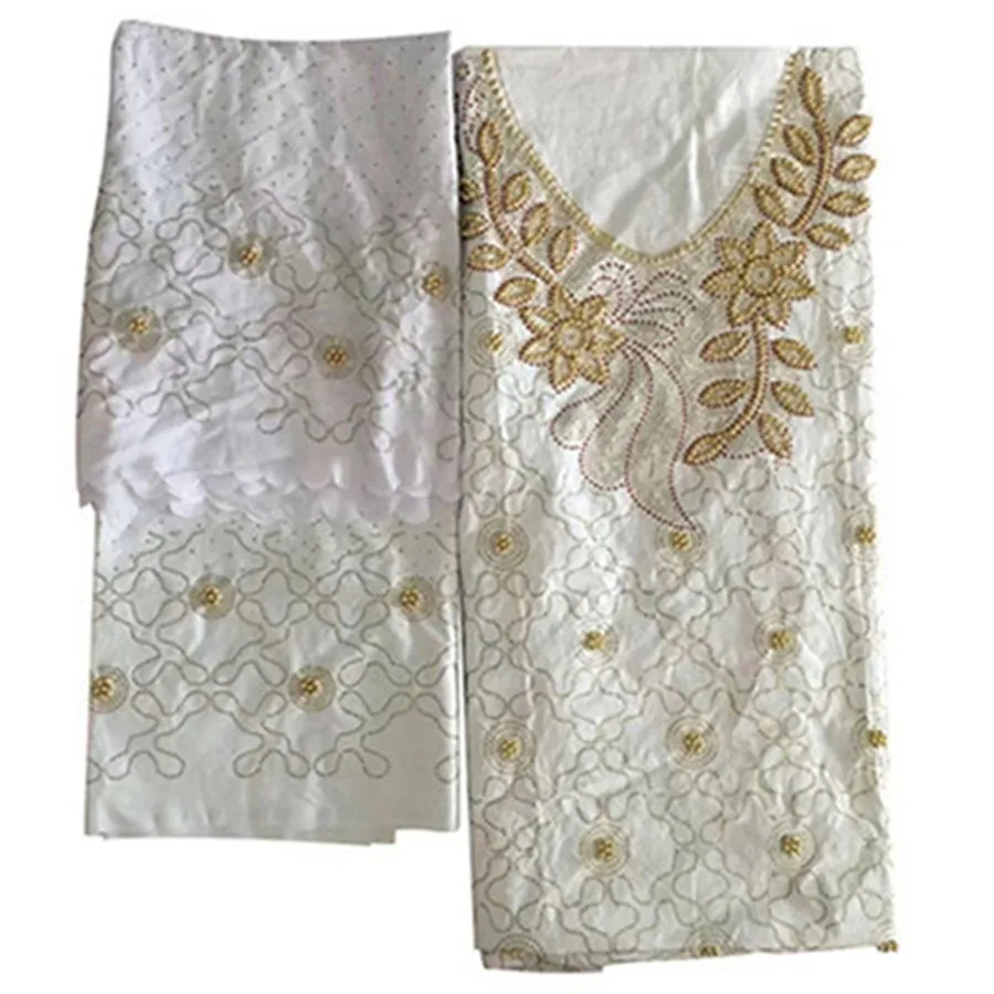 3 в 1 Африканский Базен riche ткань с бисером и камнями tissu africain 7yds жаккард бассейна getzner парча бисером ткань для свадьбы - Цвет: 16