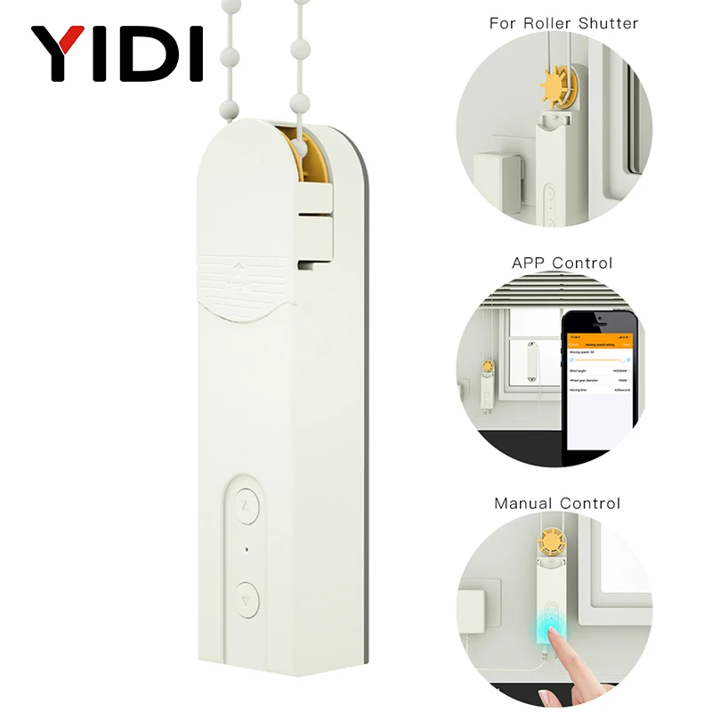 Smart Motorized Curtain Chain Roller Blinds Shade Shutter Drive Motor Solar Charger Battery Bluethooth Wireless APP Control