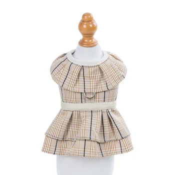 

Dog Cat Breathable Plaid Dresses Clothes Pet Classic Skirt with Comfortable Breast Strap Leash for Small Large Dogs Cats S-XL