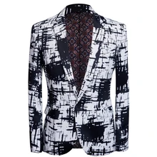 Мужской тренд хип-хоп чернильный стиль контрастный цвет Дизайн Модный повседневный костюм куртка тонкая одежда Сценическое представление