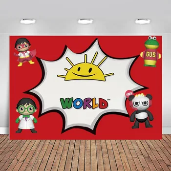 

Ryan's World Red Pattern Wall Birthday Party Photo Backdrop Doll Birthday Baby Shower Photography Background Banner Photo Booth