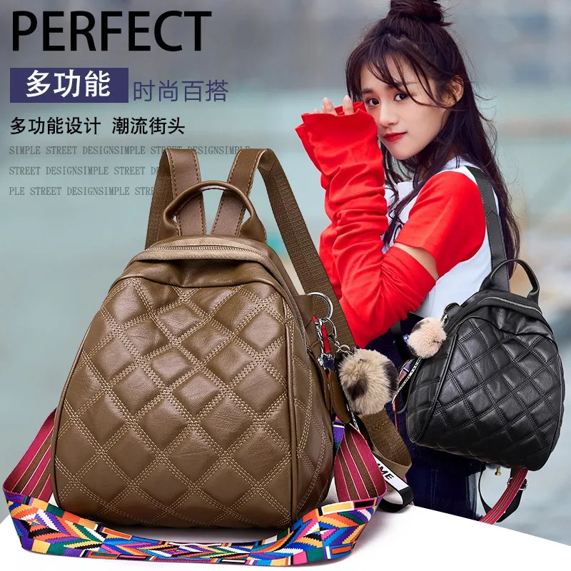 

Backpack WOMEN'S Backpack 2019 New Style Korean-style Fashion Multi-functional Fashion Rhombus Shoulder Student Campus School Ba