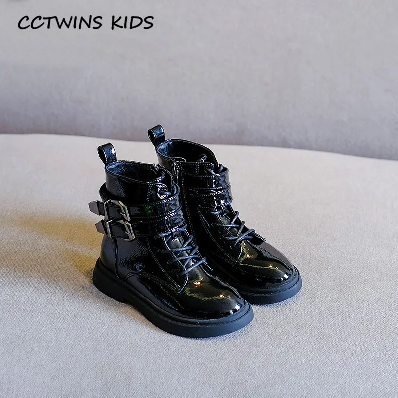 CCTWINS/детская обувь; коллекция года; зимняя детская обувь из искусственной кожи; брендовые Теплые ботильоны для девочек; брендовые Ботинки martin для малышей; MB110 - Цвет: Thin Black