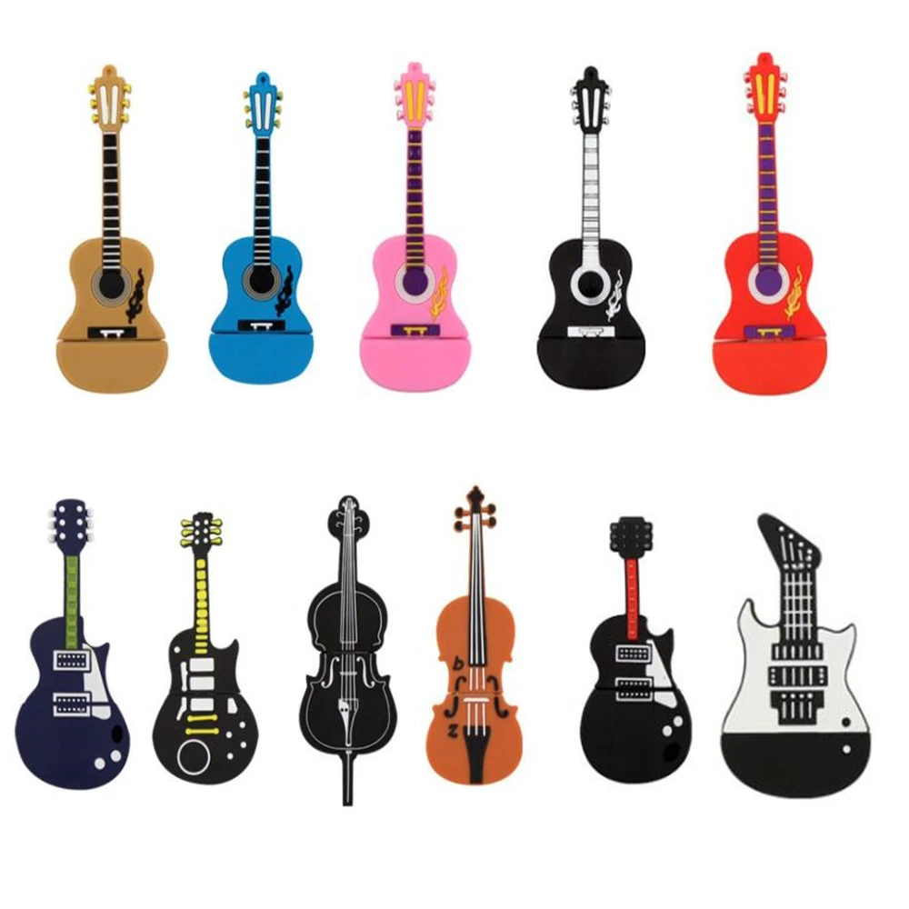 10 Styles Cartoon 64GB Cute Musical Instrument Guitar Violin USB Flash Drive 4G 8G 16G 32G 128G 256GB Pendrive USB 2.0 Usb Stick best usb flash drive