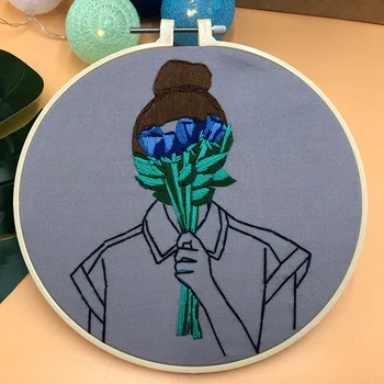 

DIY Handicrafts Ribbon Portrait Embroidery Kits Stereoscopic Cross Stitch For Beginners Crafts Sewing Arts Needlework Wall Decor