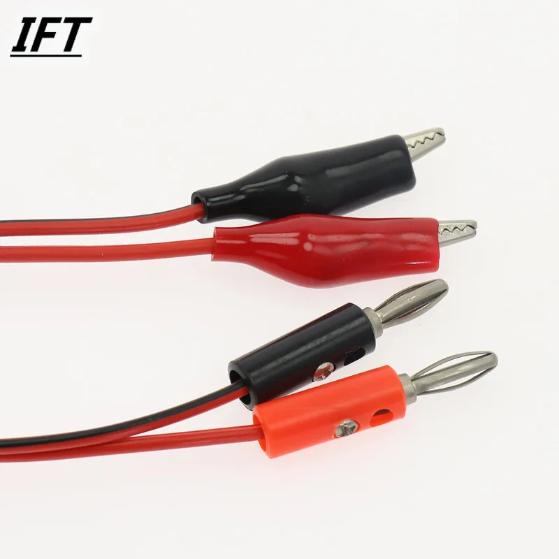 Multimeter Alligator Test Lead Clip to 4mm Banana Probe Cable Black Red 1M
