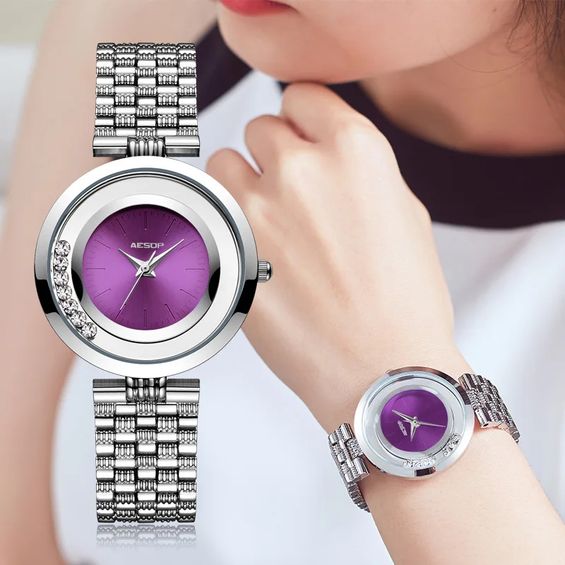 AESOP женские часы роскошные популярные серебряные часы из нержавеющей стали бриллиантовые часы лучший бренд кварцевые наручные часы relogios Masculino