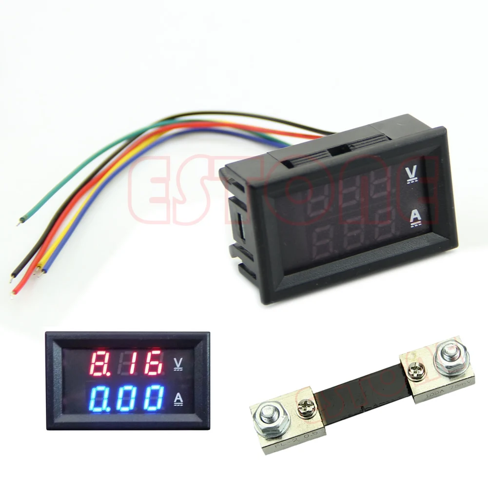 Новый двойной светодиодный DC 100V 100A Цифровой вольтметр амперметр ампер вольт