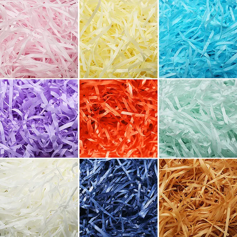 20/50g Paper Raffia Candy Boxes DIY Gift Filling Box Filler Material Colorful Shredded Crinkle Wedding Marriage Party Decoration