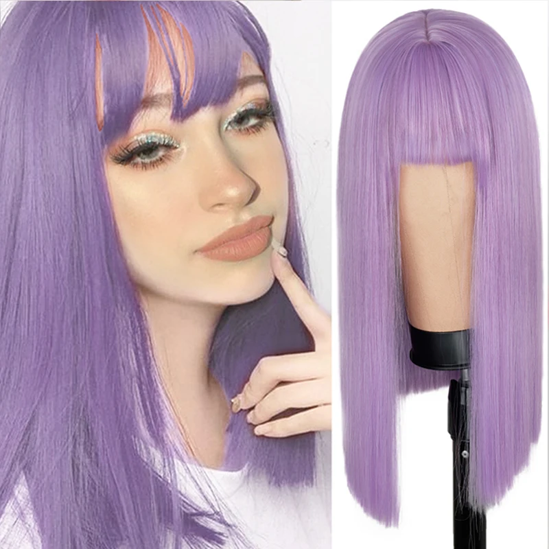 Discount Party-Wigs Color-Hair-Long Pink Natural Purple Ombre White/black Mixed-Color Straight B6qpeg6joz9