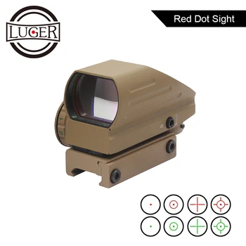 

LUGER Red Dot Sight Tactical Reflex Red/Green Laser 4 Reticle Holographic Projected Rifle Scope 20mm Rail Air Gun Hunting Scope