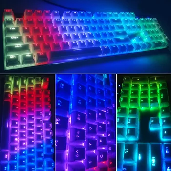 

104pcs Durable Home Keycap Accessory Practical Removal Ergonomic Transparent Low Profile Crystal Edge Design Waterproof Computer