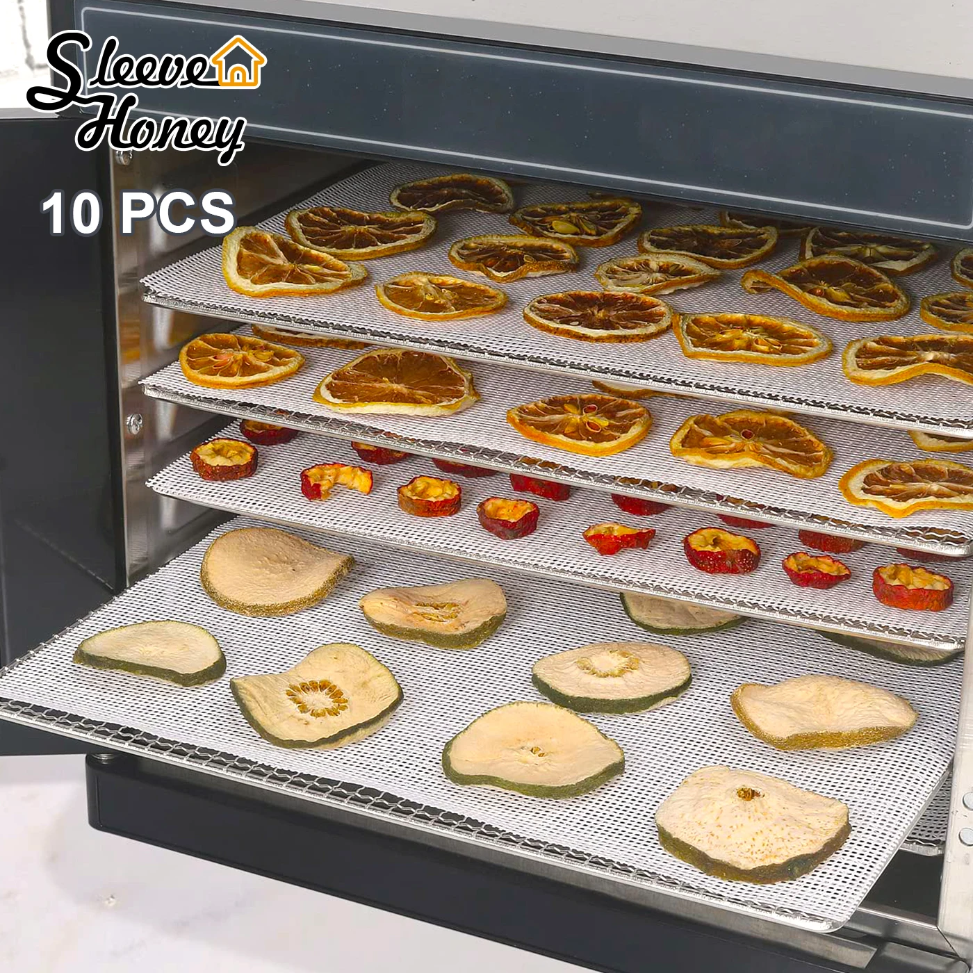 10PcsDehydratorSheetsNonStickDryerFruitSiliconeMatsReusableSteamerMatMeshPadSheet