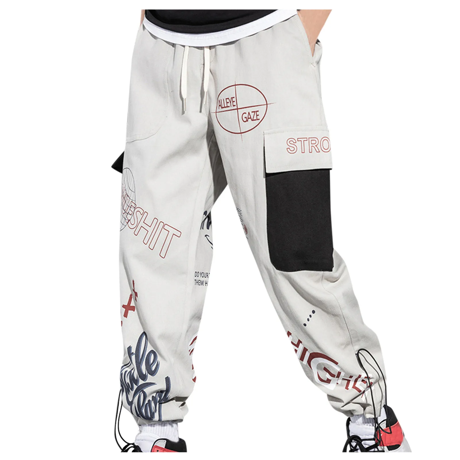 Spring Autumn Men's Fashion Oversized Hip Hop Lettered Floral Bouquets Foot Harlan Leggings Pants Trousers мужская одежда 2