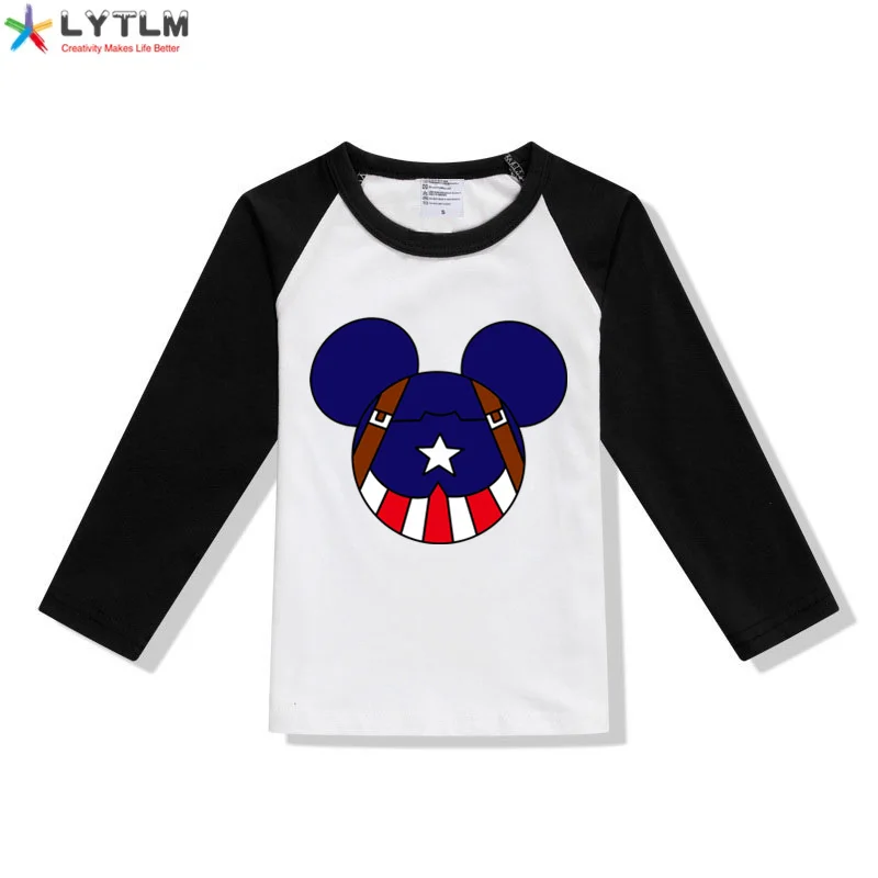 LYTLM Steve Rogers/рубашка для мальчиков, корейские Детские рубашки, футболка с капитаном для мальчиков, Enfant Garcon, топы для маленьких девочек, зимняя футболка с рисунком - Цвет: CX Raglan Black