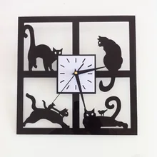 Funlife Черный кот 3D Мода Кристалл zhuang shi zhong настенные часы с зеркальной поверхностью часы; кварцевые часы гостиная спальня Wc1482