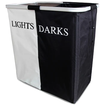 

Double Laundry Basket Hamper for Dirty Clothes Folding Aluminum Lightweight Storage Basket Oxford Cloth Fabric