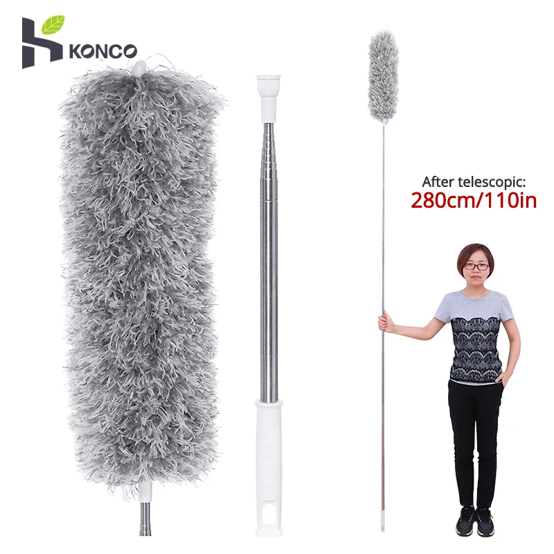 approx 120cm Total Length 30035G Telescopic Feather Duster Grey Dust Wiper Microfibre 