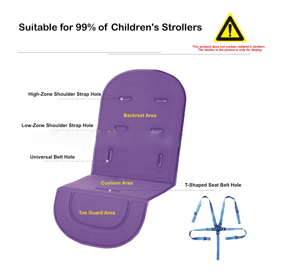 Universal Thickened Baby Stroller Cotton Cushion Children's Dining Chair Trolley baby stroller accessories hooks