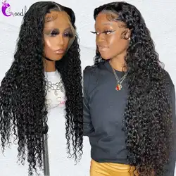 Goodliness Deep Wave Lace Frontal Wigs 13x4 Lace Front Wig For Black Women Brazilian Loose Water Wave Curly Human Hair Wigs