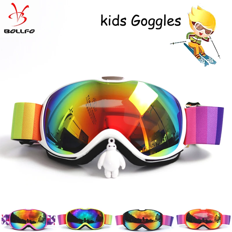 ChildrenSkiGogglesAntifogDoubleLayerBigSphericalSkiingGlasses