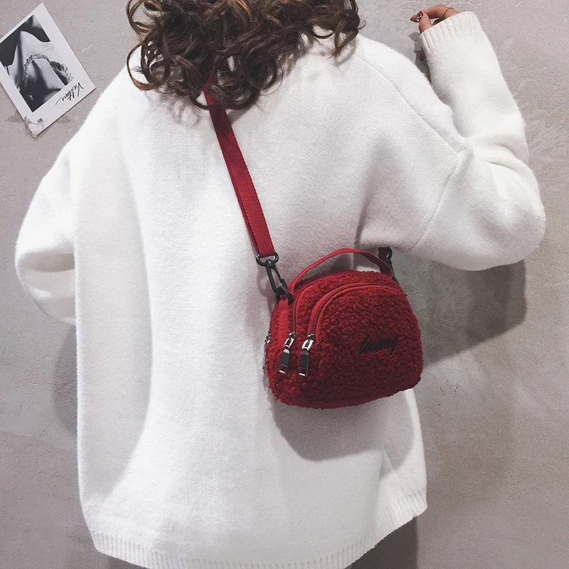 Плюшевая Маленькая женская сумка новинка 2019 одноцветная осенняя и зимняя новая