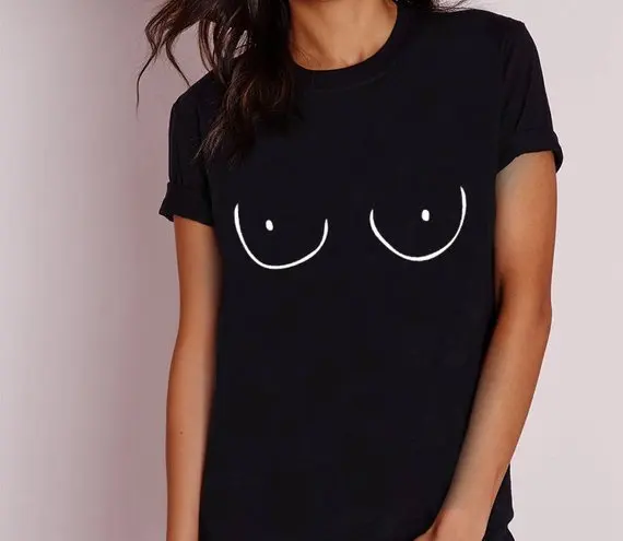 Женская Titties футболка титьки футболка графическая футболка грудь футболка "грудь" Топ