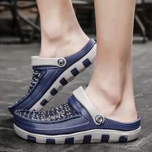 Летние мужские сандалии; Мужские Пляжные шлепанцы для прогулок; мужские прозрачные сандалии; мужские легкие сандалии; удобная обувь для сада