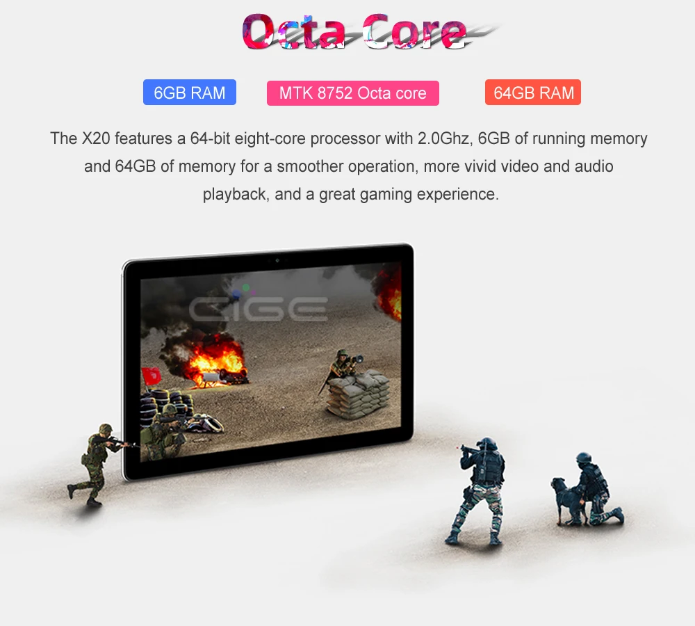 CIGE N9 10,1 дюймов Планшеты Android 8,0 Восьмиядерный ОЗУ 6 Гб ПЗУ 64 Гб Двойная камера 8.0MP двойной планшет с сим-картой ПК Wifi gps bluetooth телефон