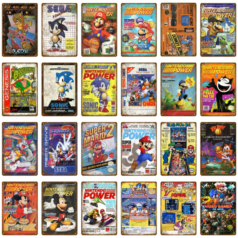 Классический постер для видеоигр Nintendo мультфильм Super Mario Настенная Наклейка Sega