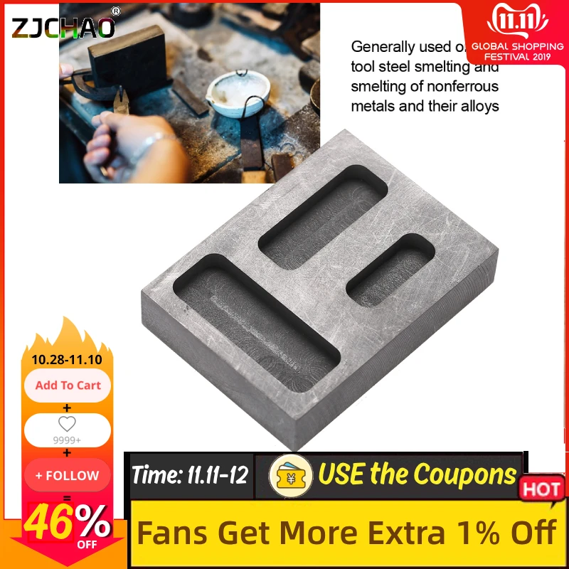 Or 85 oz 46 oz Mold fusion dargent coul/ée Grand graphite Lingot moule fusion coul/ée de cuivre raffinage de fusion