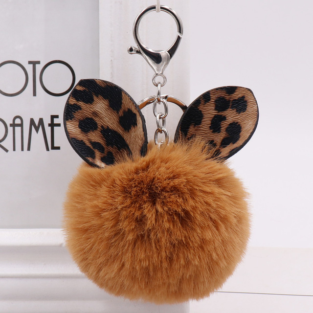 Fur Pom Pom Keychain Fake Rabbit Hair Ball Keychain Porte Clef Pompom De Fourrure Fluffy Bag Charms Bunny Keychain Keyring