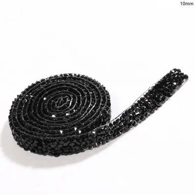 1cm-Black 1 ярд швейная отделка орнамент из кристаллов Стразы горячей фиксации горный хрусталь лента аппликатор лента со стразами железо на аппликации для платьев - Цвет: 1cm-Black