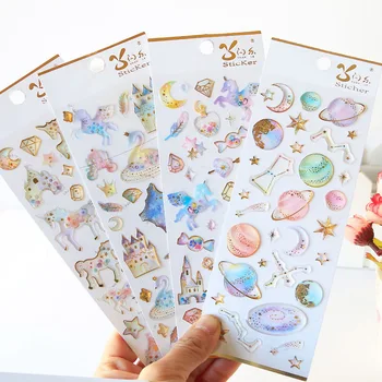 

Unicorn Planet 3D Stickers Crystal Diary Decoration Stickers for Phone DIY Scrapbooking Kids Stationery Stickers School Supplies