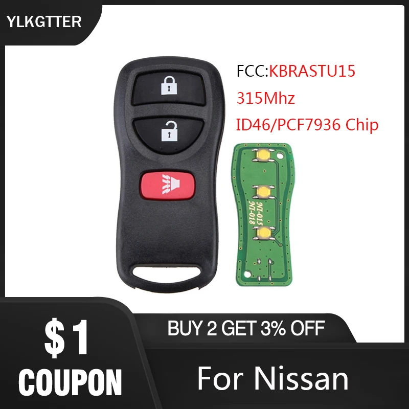 

YLKGTTER 315Mhz Transponder Chip ID46 For Nissan Xterra Versa 2005-2014 KBRASTU15 Car keys For Nissan KBRASTU15 Remote key