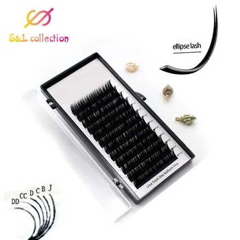 

wholesale Flat Ellipse Eyelashes Extensions split tips natural light false eyelashes thickness 0.20mm B C D