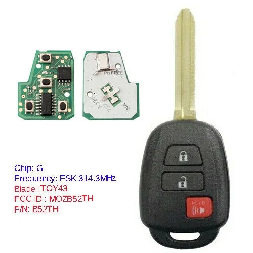 Keyecu Замена дистанционного брелока 3 кнопки G чип 314 МГц для Scion TC iQ Toyota Yaris MOZB52TH