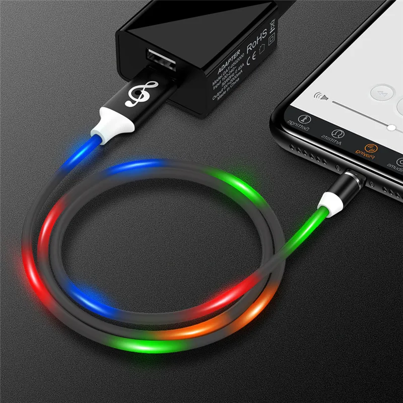 

LED Magnetic Micro USB Cable For Samsung S10 S9 Fast USB Type C Charging Charge Cable USB C Magnet Charger Mobile Phone Cable