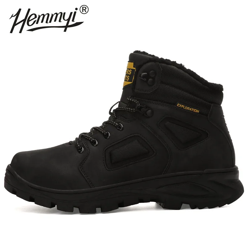 Hemmyi/ новые зимние мужские походные ботинки, сохраняющие тепло высокие мужские ботинки, тактические ботинки, уличные Нескользящие кроссовки, большие размеры 40-46