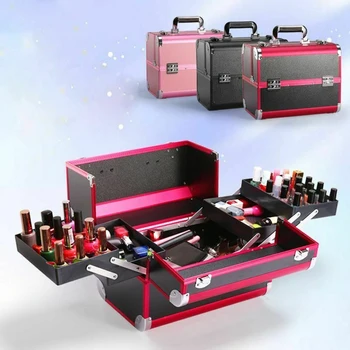 

Multifunctional Cosmetic Bag Aluminum Cosmetic Case Large-Capacity Multi-Layer Storage Suitcase