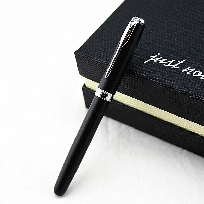 Jinhao 75 перьевая ручка Роскошные чернильные ручки высокого качества металлические серебристые ручки с зажимом офисный подарок Iraurita Подарочная авторучка коробка