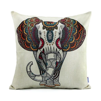 

45*45cm Euro Square flax Print Pattern Throw Pillow Covers Elephant