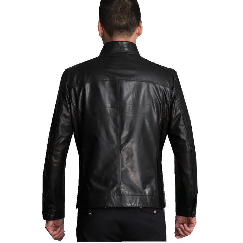 Натуральная овечья кожа куртки пальто Chaqueta Cuero Hombre черный Высокое качество