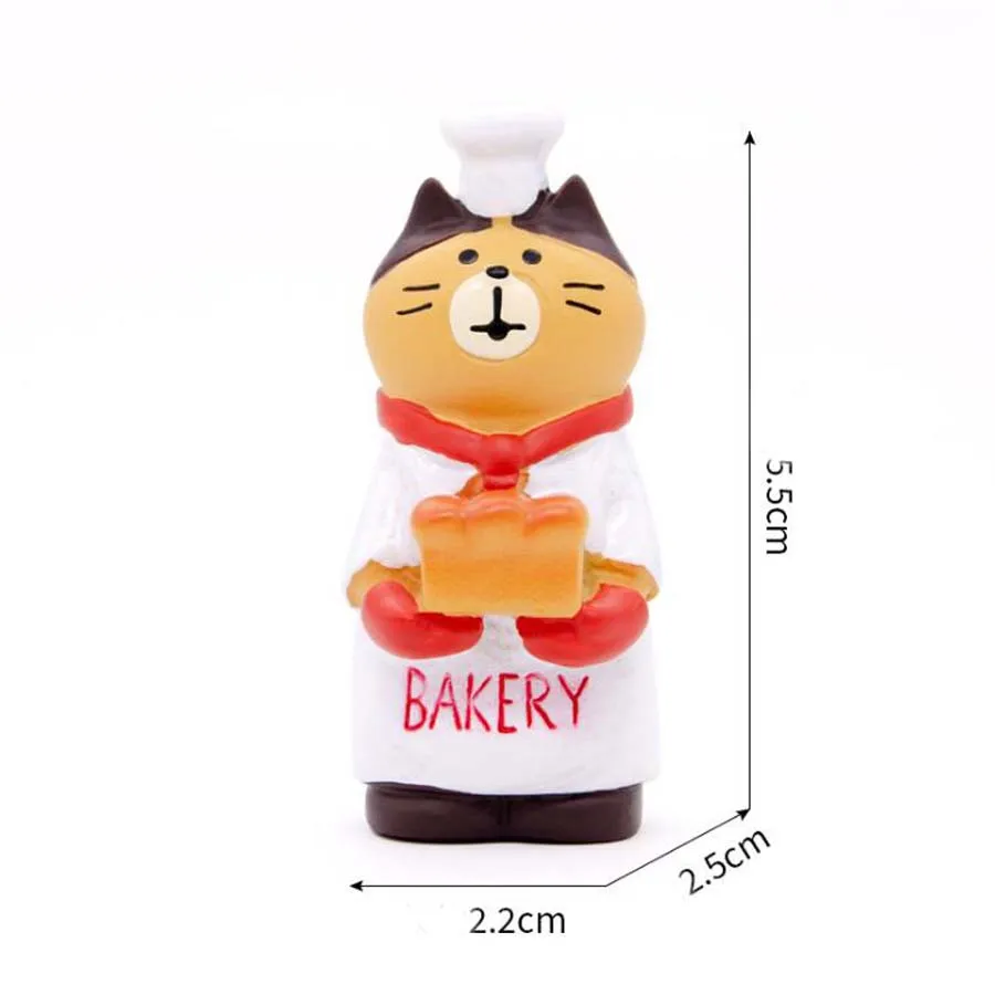 cat chef Cat Husky Dog Bonsai Ornament Animal Model Figurine Home Glass Decor Miniature Craft Garden Fairy Decoration DIY Accessories - Цвет: cat chef