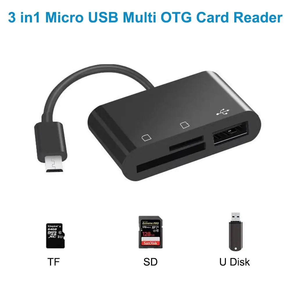 3 в 1 мульти микро USB 2,0 OTG Хост-адаптер кабель TF SD концентратор-картридер памяти для смартфонов ПК ноутбук компьютер