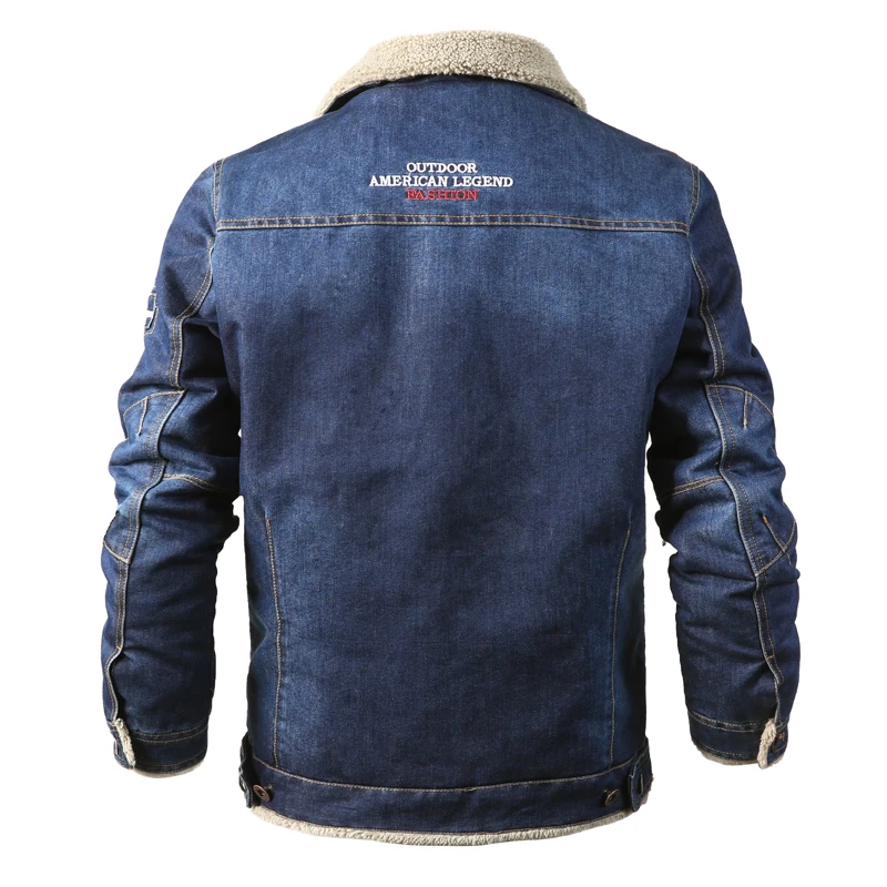 Goede Denim Heren Jassen Winter Militaire Jeans Jas Mannen Dikke Warme Bomber Jacket Uitloper Cowboy Jas Trendy Warme Fleece Top Mannelijke